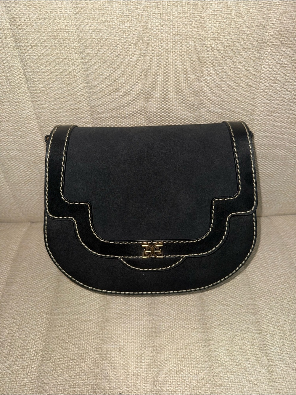 Sam Edelman Black Saddle Crossbody with Gold Logo